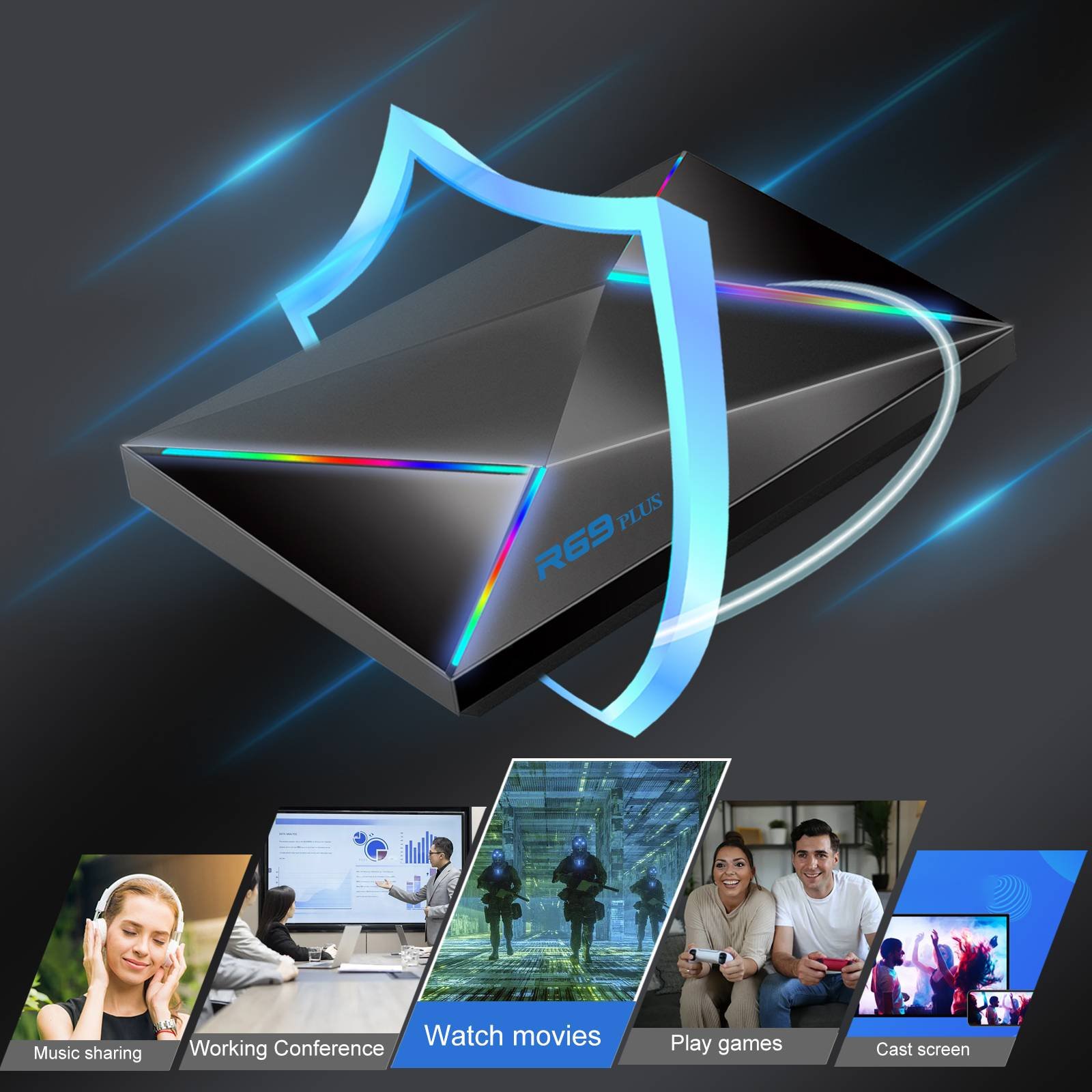 New R69 Plus 8k android tv box allwinner H728 octa core 2gb 16gb 4gb 32gb 2.4/5ghz wifi 1000m Lan smart set top box