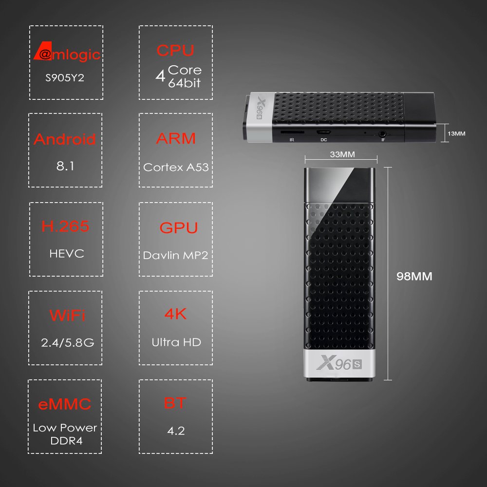Factory Direct Android 9.0 TV Stick X96S Set Top Box Amlogic S905Y2 Quad Core X96S 2.4G 5.8G Wifi Android Tv Box