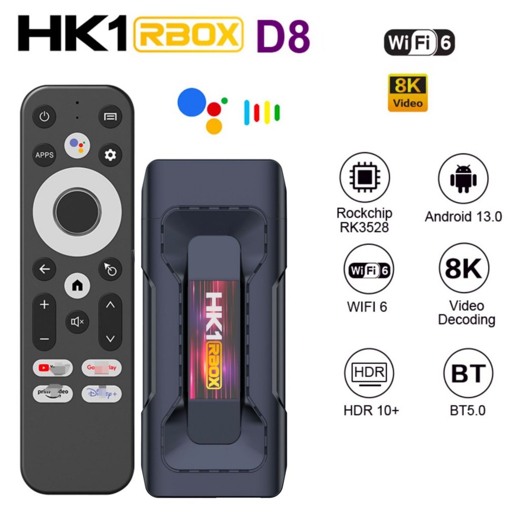 HK1 RBOX-D8 Smart TV Box Android 13 Rockchip RK3528 BT 5.0 WIFI 6 HK1RBOX 2GB/4GB 16GB/32GB 8K Smart Media Player Set Top Box