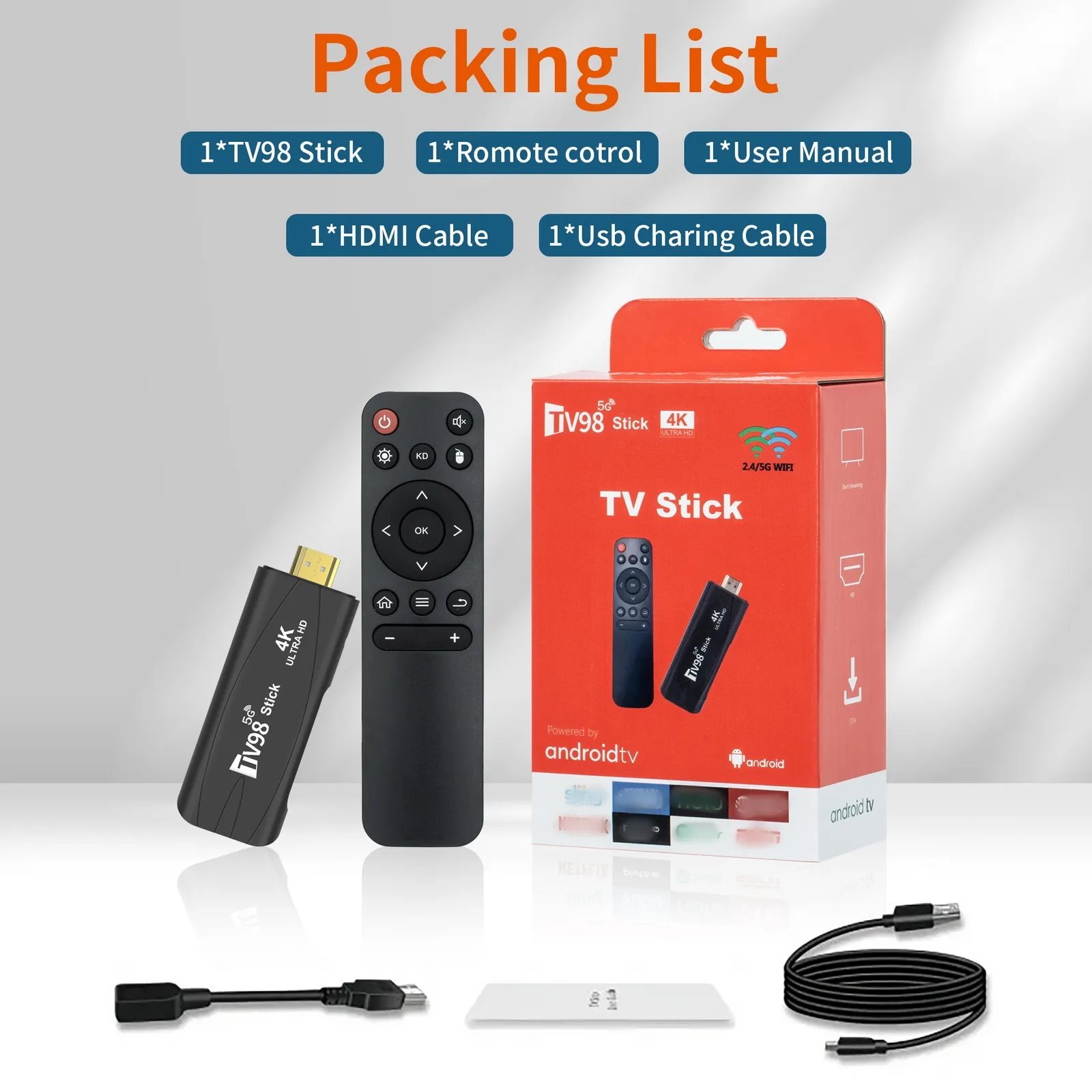 T 2023 4K Smart TV Android Box 2.4G 5G WiFi Smart TV Box Media Player Mini TV98 Android 12 TV Stick For Youtube Set Top Box