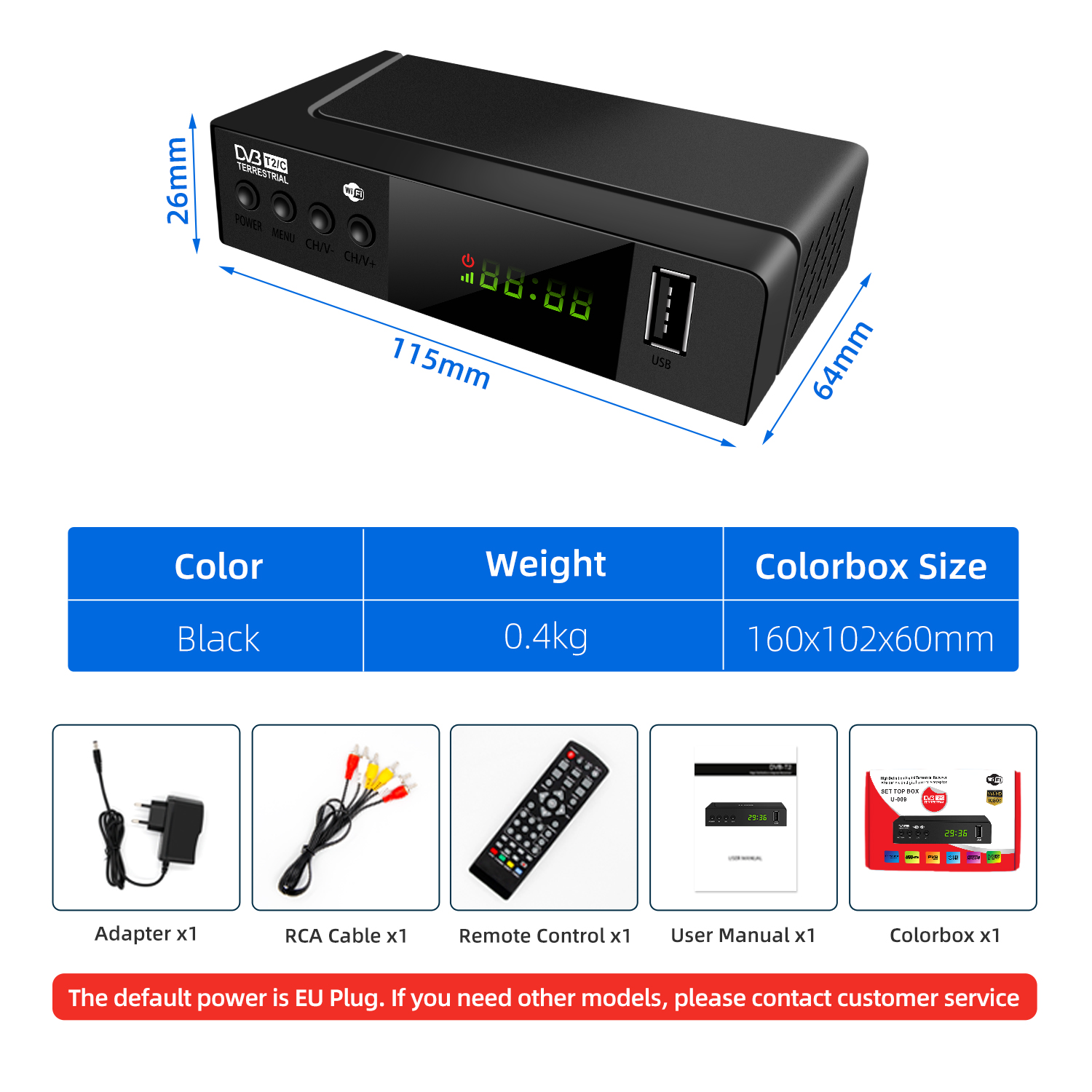 Factory Digital TV cable Receiver Customized Support WIFI DVB T2 set top box