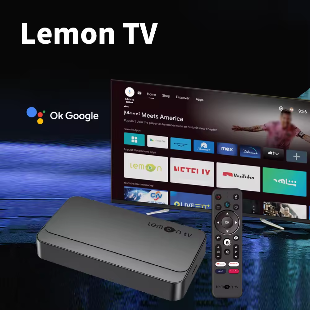 Lemon TV Box 4K Android TV Box Android 10 2GB 8GB Dual Band 2.4GHz+5GHz WIFI6 BT Remote Lemon TV Smart Set Top Box