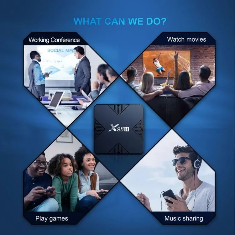 2024 Newest X98H 6K Android Tv Box 12.0 4GB RAM 32GB Ram WIFI 5 2GB 16GB 4K Smart Set top Box Streaming Media Player 4K TV Box