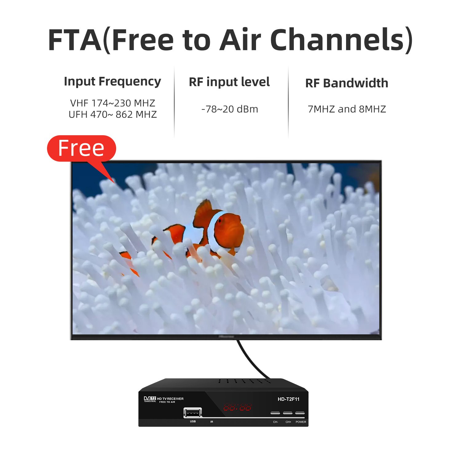 FTA SONAR Digital Terrestrial Receiver DVB T2 Full HD H264 Set Top Box DVB-T2 TV Decoder for Kenya