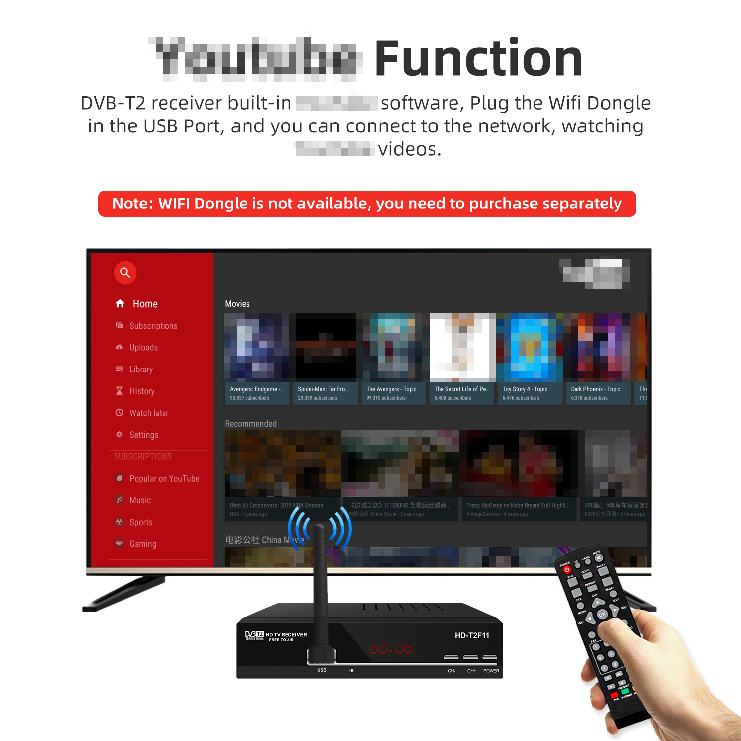 FTA SONAR Digital Terrestrial Receiver DVB T2 Full HD H264 Set Top Box DVB-T2 TV Decoder for Kenya