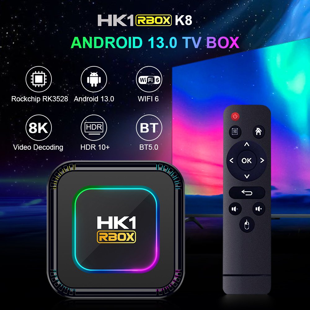 Haoyu Hot Selling Android TV Box HK1 K8 RK3528 8K 4GB 128GB WiFi BT 5.0 Android 13 Set Top Tvbox Smart Android TV Box
