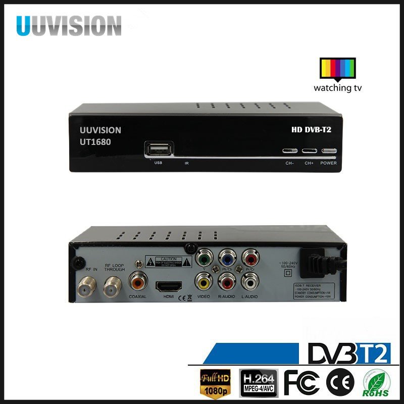 Full HD receiver High speed Uuvision OEM Customized cheap free to air tv tuner HD TV decoder set top box dvbt2 1080p tv box