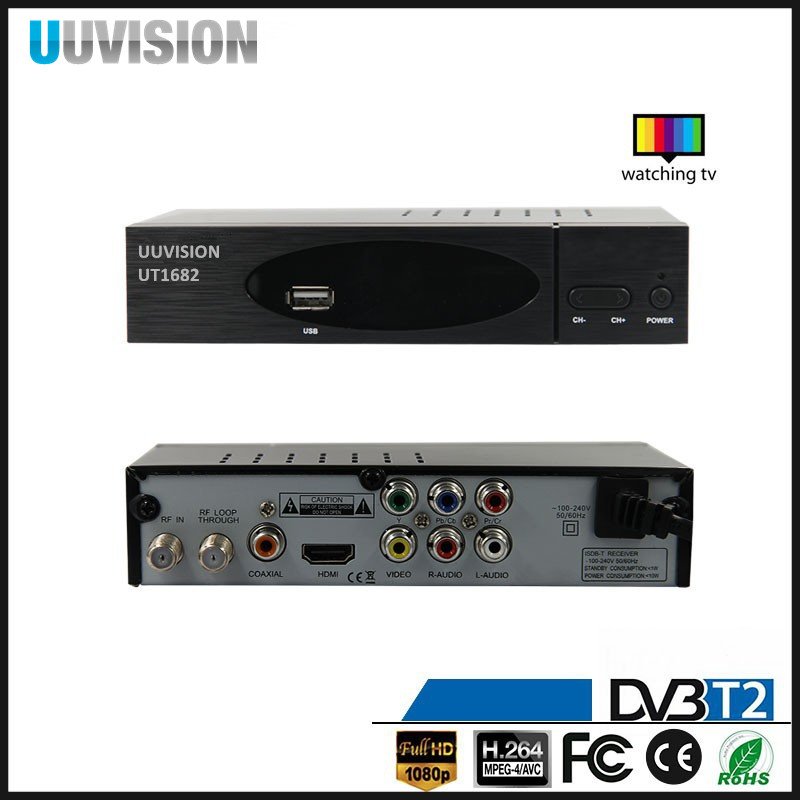Full HD receiver High speed Uuvision OEM Customized cheap free to air tv tuner HD TV decoder set top box dvbt2 1080p tv box