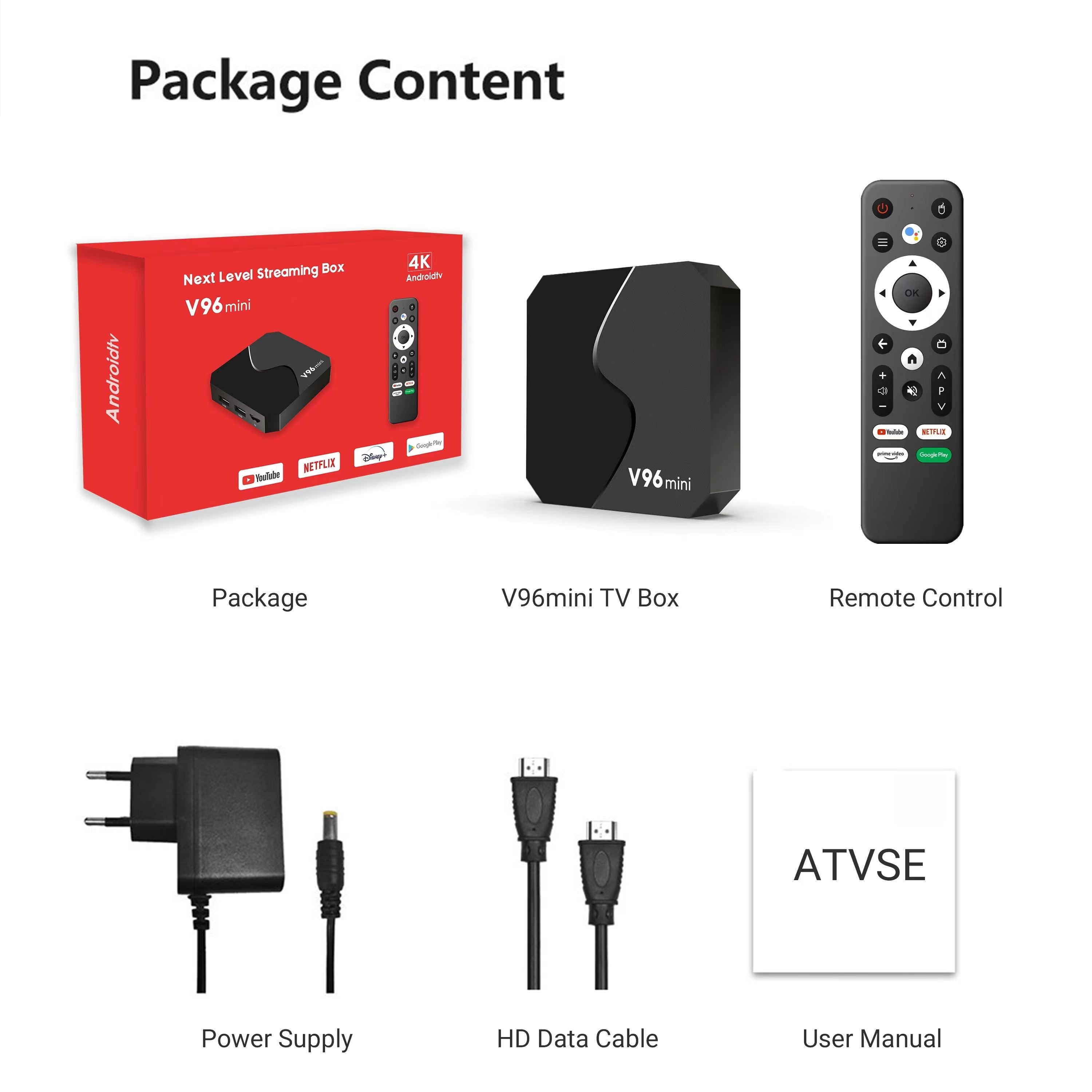 V96 mini Cheapest Tv Box Android 12 ATV Allwinner H313 with BT Voice Remote 8G 128G Set Top Box 4K TV Box