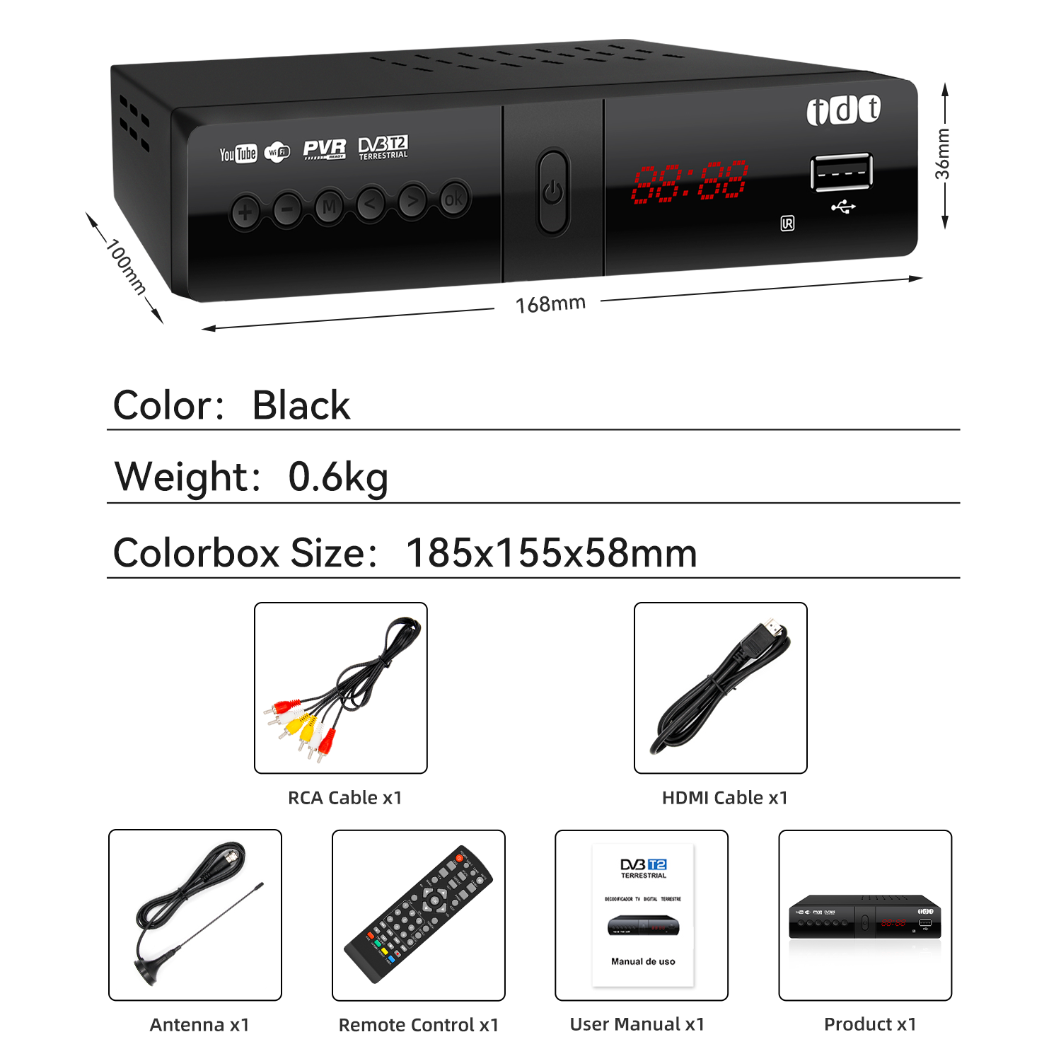 TDT Free Dish Mpeg4 Set Top Box Digital Dual Core Set Top Box STB Digital TV Tuner Full HD TV TDT With USB WiFi