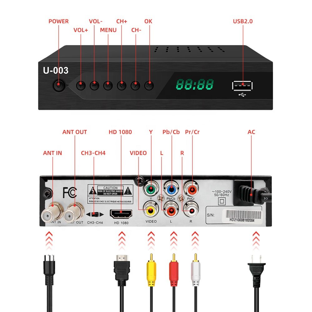 ATSC Modulador TV U-003 Digital TV Tuner Recorder Receivers H.264 support full HD 1080p USB2.0 for PVR Set Top Box