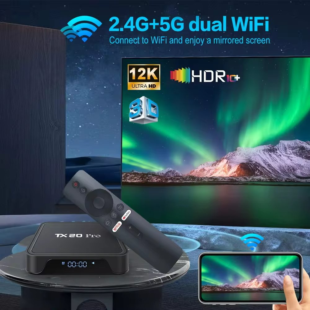 2024 Newest TX20 Pro Allwinner H313 Set Top Box 2GB 8GB 16GB 2.4G/5G BT5.2 Android 15 Voice remote Wifi smart TV BOX