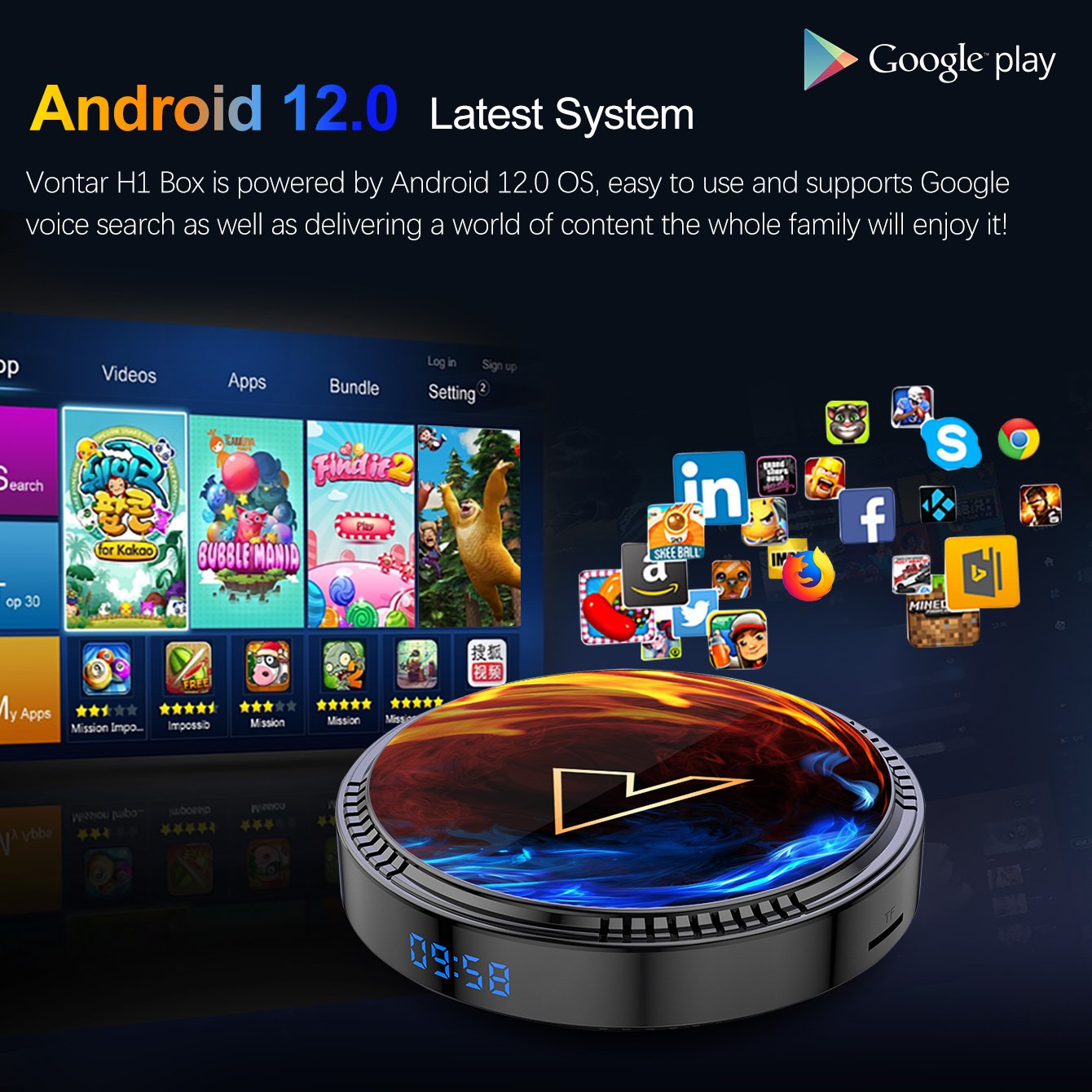 VONTAR H1 Android12 TVBox Allwinner H618 Quad Core Cortex A53 Support 8K 4K HDR10+ BT5.0+ Wifi6 Google Voice set top box