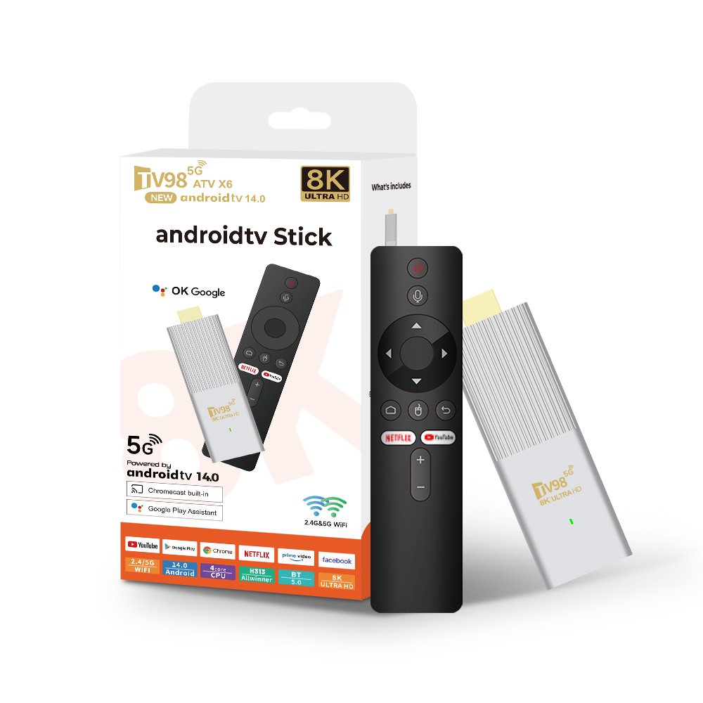 Factory Fire TV Stick 4K TV98 ATV X6 2GB RAM 8GB ROM Allwinner H313 Android 14 Dual Wifi Set-Top Box Quad Core Firestick 4k