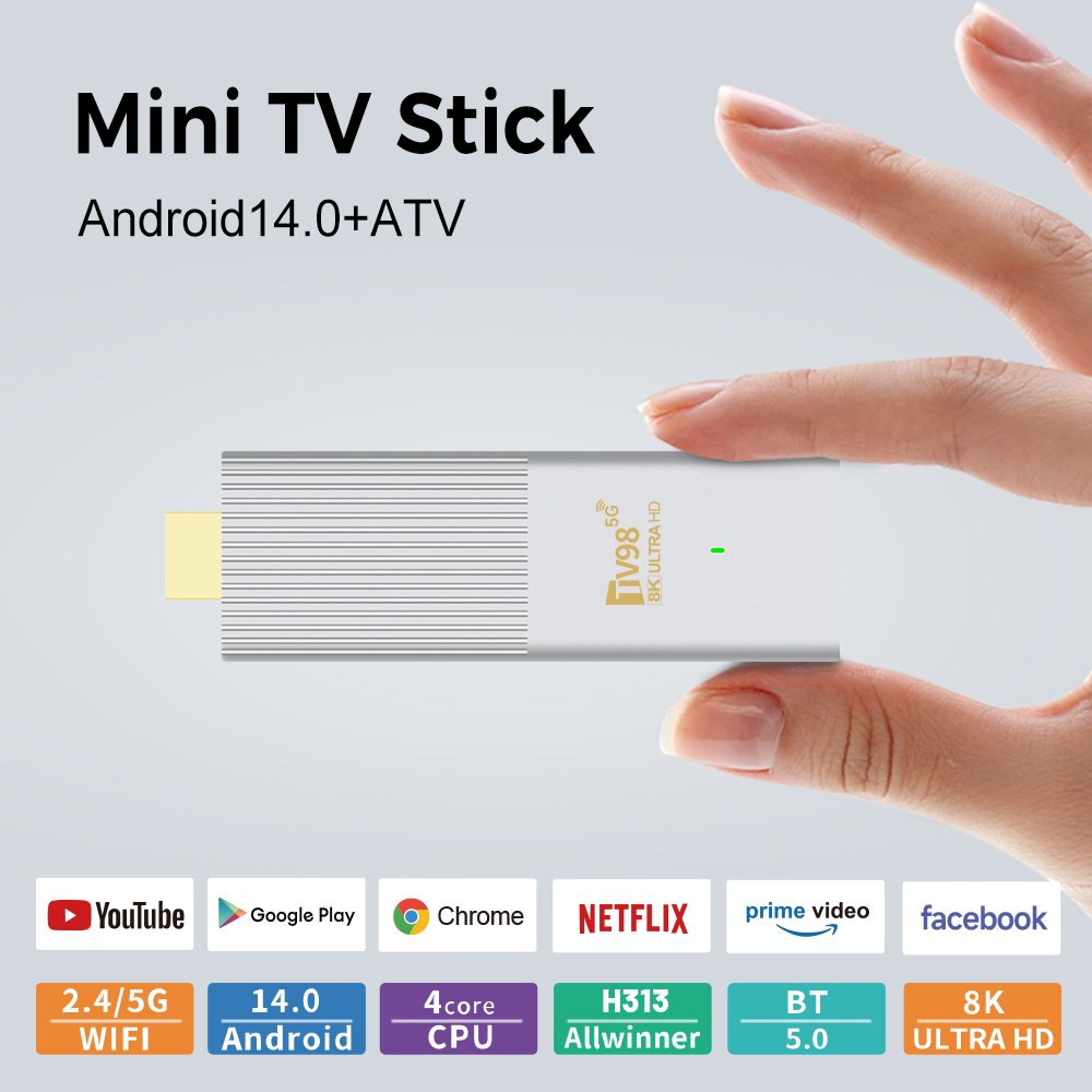 Factory Fire TV Stick 4K TV98 ATV X6 2GB RAM 8GB ROM Allwinner H313 Android 14 Dual Wifi Set-Top Box Quad Core Firestick 4k