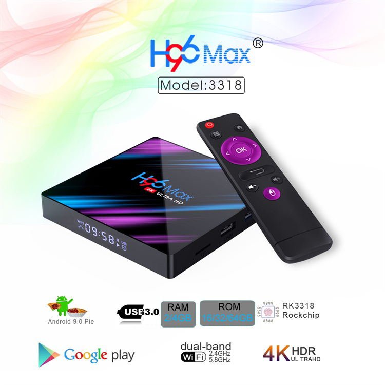 Yinzam Set Top Box H96 MAX 3318 Cheaper 4K Smart Android TV Box Android9.0 witH Rockchip RK3318 4GB 64GB OTT Box