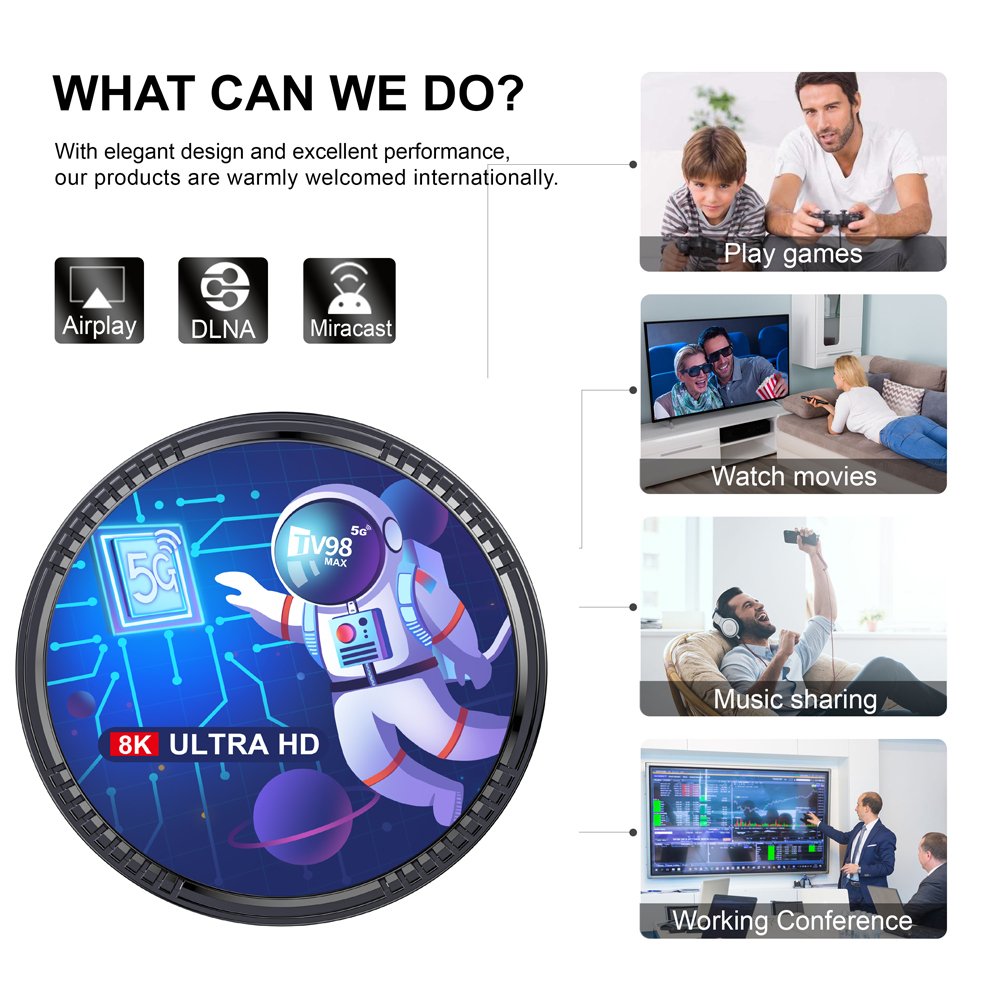 Newest Android 12.0 tv box TV98 MAX 8k H618 smart tv box 5G WIFI media player STB factory supplier set top box