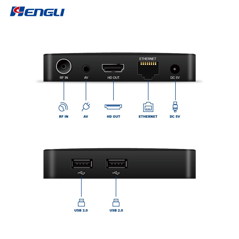 Custom dvb-t2 set-top box Linux system decoder box Dvb-t2 4k AC4 wifi2.4G/5G smart tv box with LOGO