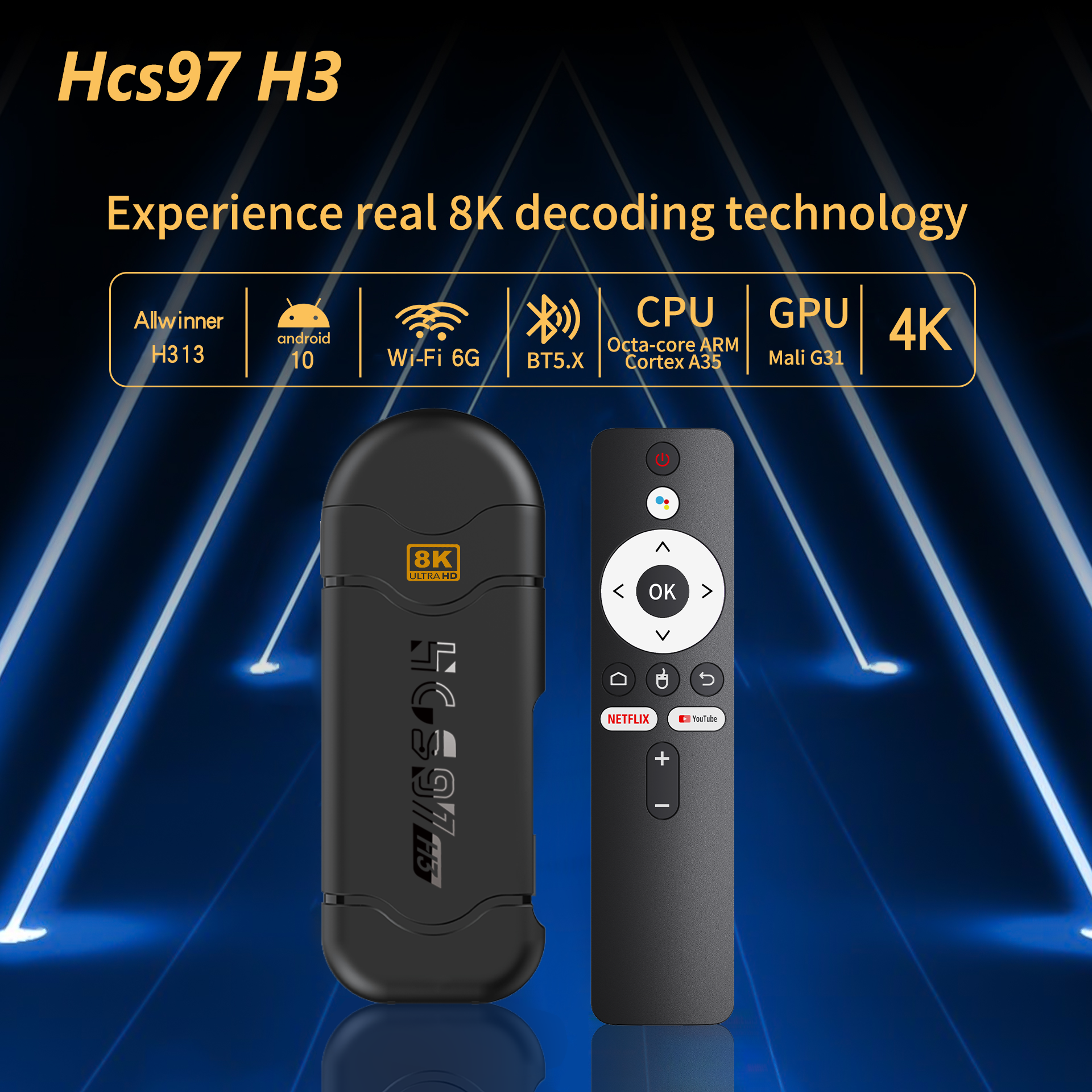 zoku H3 android tv sticks Smart Hd Network Player 4k Tv Sticks 5gwifi Dual Band And Voice Remote Control fire tv stick 4k
