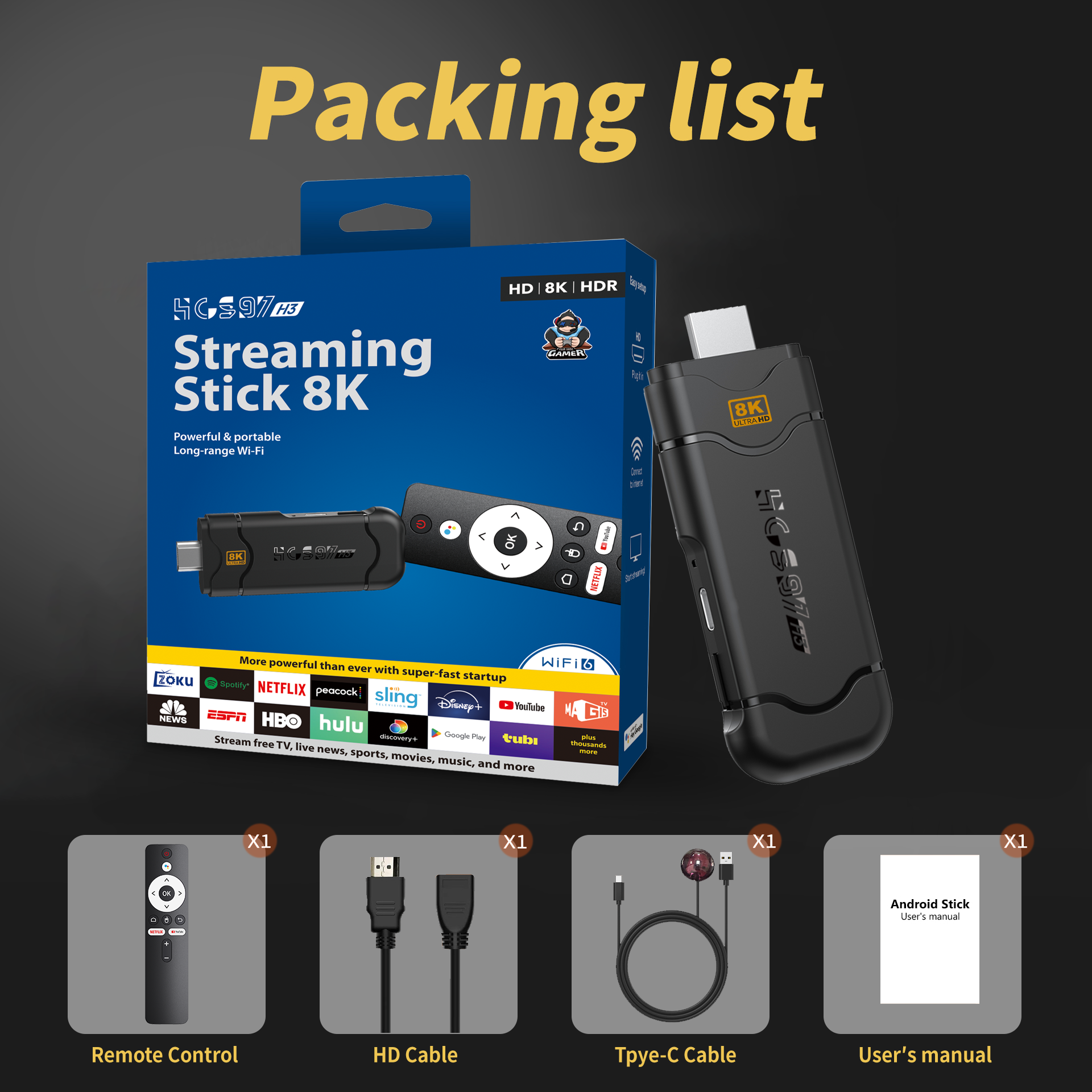 zoku H3 android tv sticks Smart Hd Network Player 4k Tv Sticks 5gwifi Dual Band And Voice Remote Control fire tv stick 4k