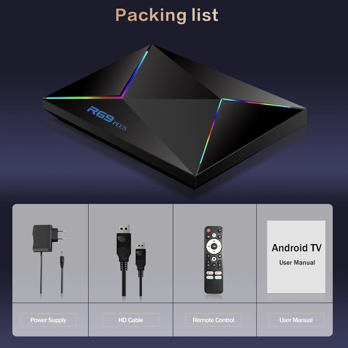 2024 newest Android 14 TV box R69 Allwinner H728 fast dual WiFi 16G 32G Octa core 8K set top box 1000M Lan port r69 wholesale