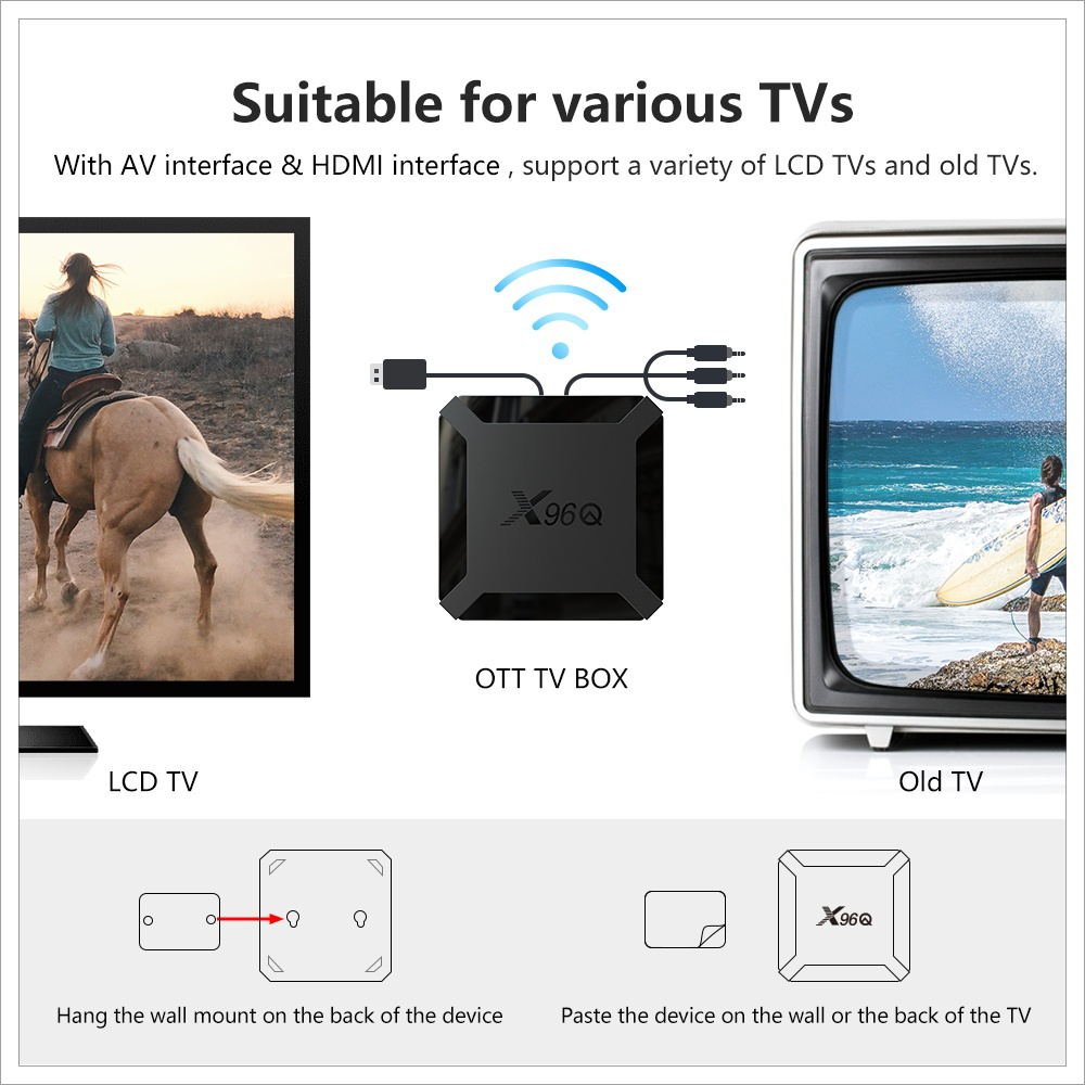 X96Q Android 10.0 TV Box Allwinner H313 Quad Core Smart TV BOX 2GB 16GB 2.4GHz WiFi Media Player Mini X96 Android Set-Top Box