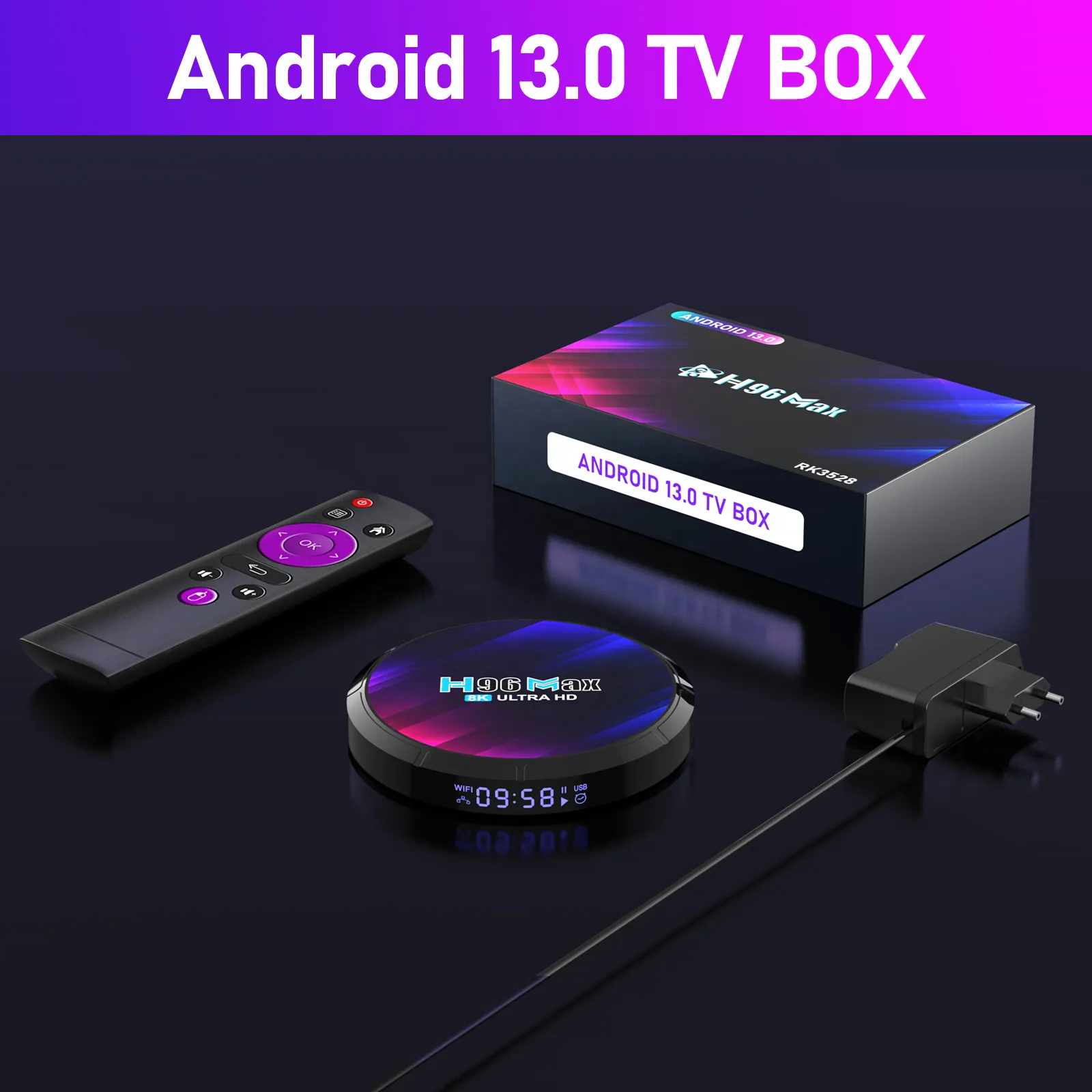 2024 Hot sell Android 13 tv box H96MAX RK3528 4gb ram 64gb rom 5g wifi BT smart box 4K 8K android set top box H96max RK3528