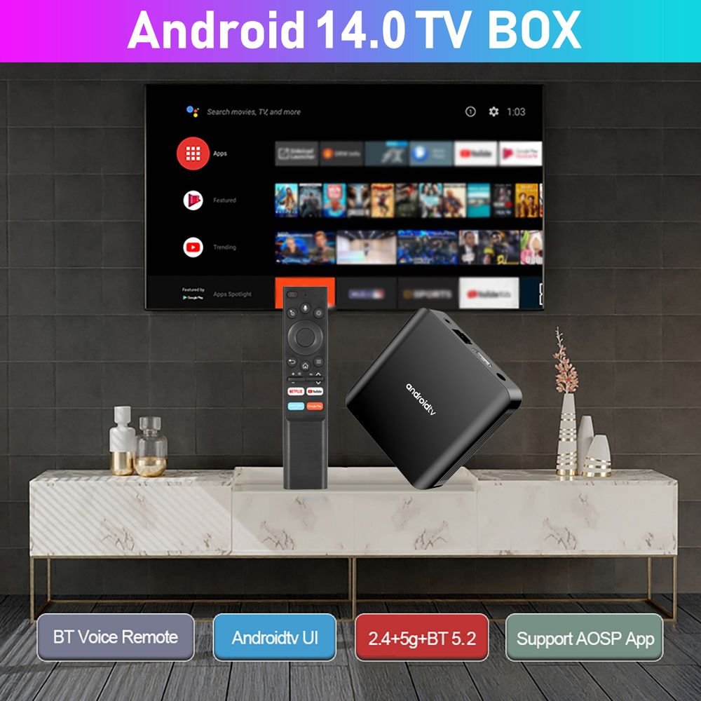 TV98 ATV Plus Android 14 TV Box 8K Allwinner Quad Core 5G Dual Wifi Support BT Voice Remote Control Media Player 4K Set Top Box