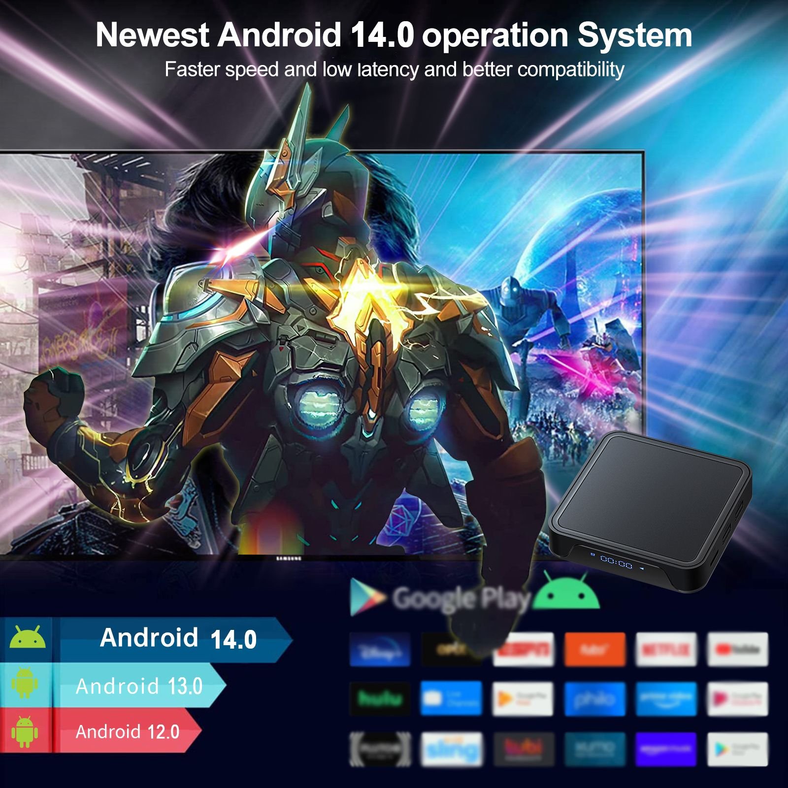 TV98 ATV Plus Android 14 TV Box 8K Allwinner Quad Core 5G Dual Wifi Support BT Voice Remote Control Media Player 4K Set Top Box