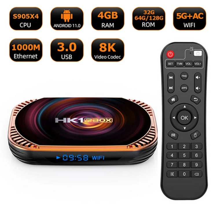 New HK1 RBOX 8K Amlogic S905X4 4GB RAM 64GB TV Box Android 11.0 Set Top Box player HK1 RBOX-X4 smart tv box