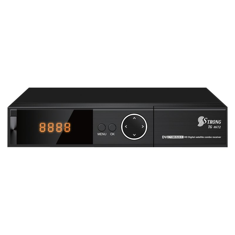 SSTRONG TG-4672 New qsat q23g decoder with sim card slot receiver lcd dth box set top feer with sim card V8 nova DVB-S combo mo