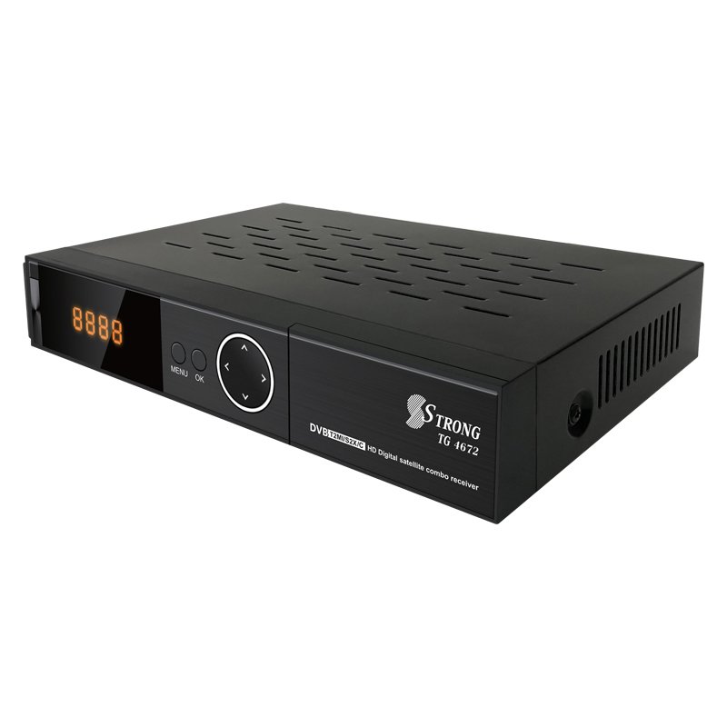 SSTRONG TG-4672 New qsat q23g decoder with sim card slot receiver lcd dth box set top feer with sim card V8 nova DVB-S combo mo