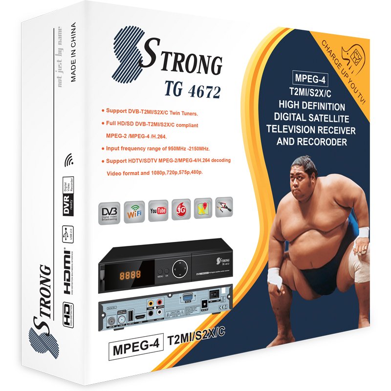 SSTRONG TG-4672 New qsat q23g decoder with sim card slot receiver lcd dth box set top feer with sim card V8 nova DVB-S combo mo