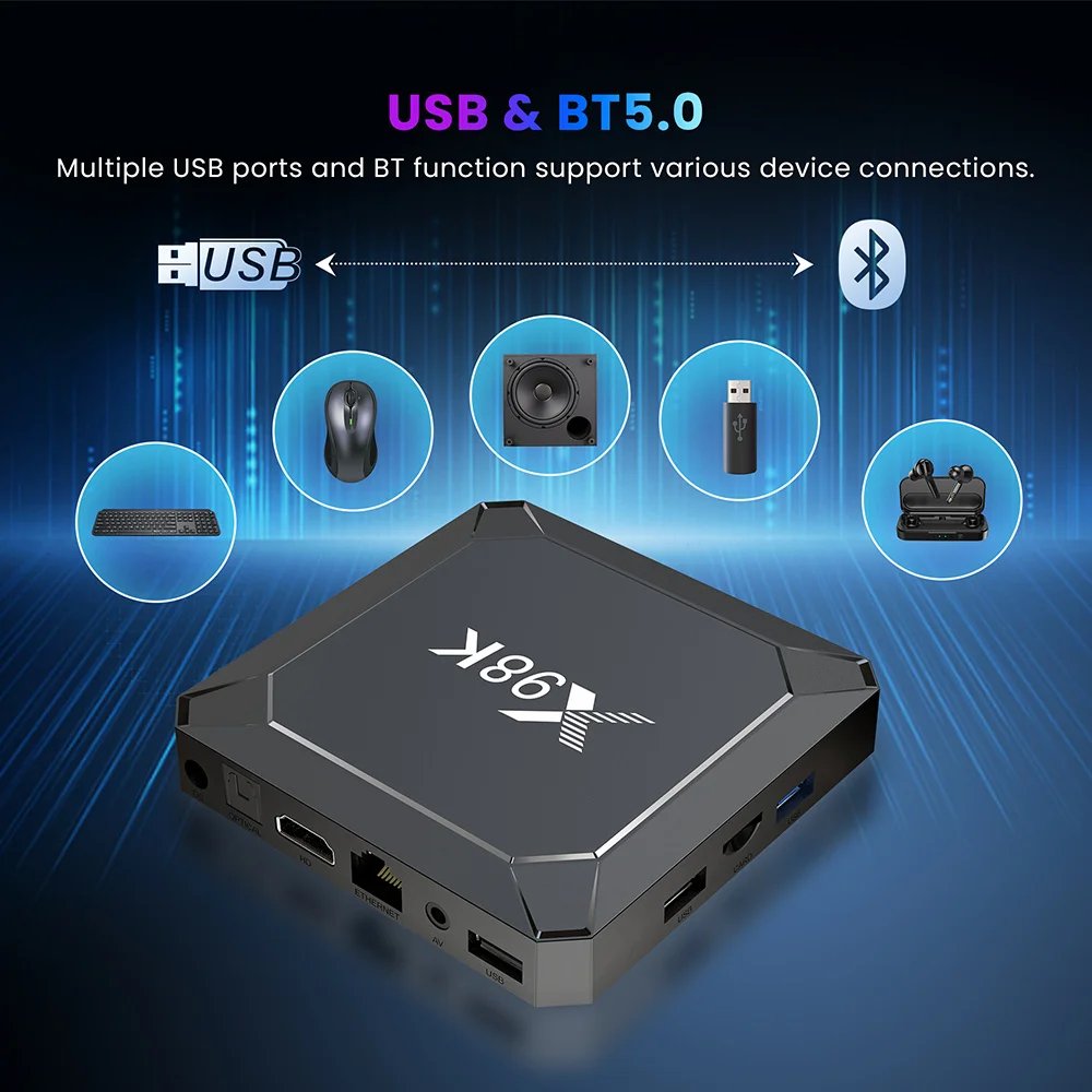 New Arrive X98K TV Box Android 13.0 WIFI 6 Quad Core Rockchip RK3528 8K Android Set top Box X98K