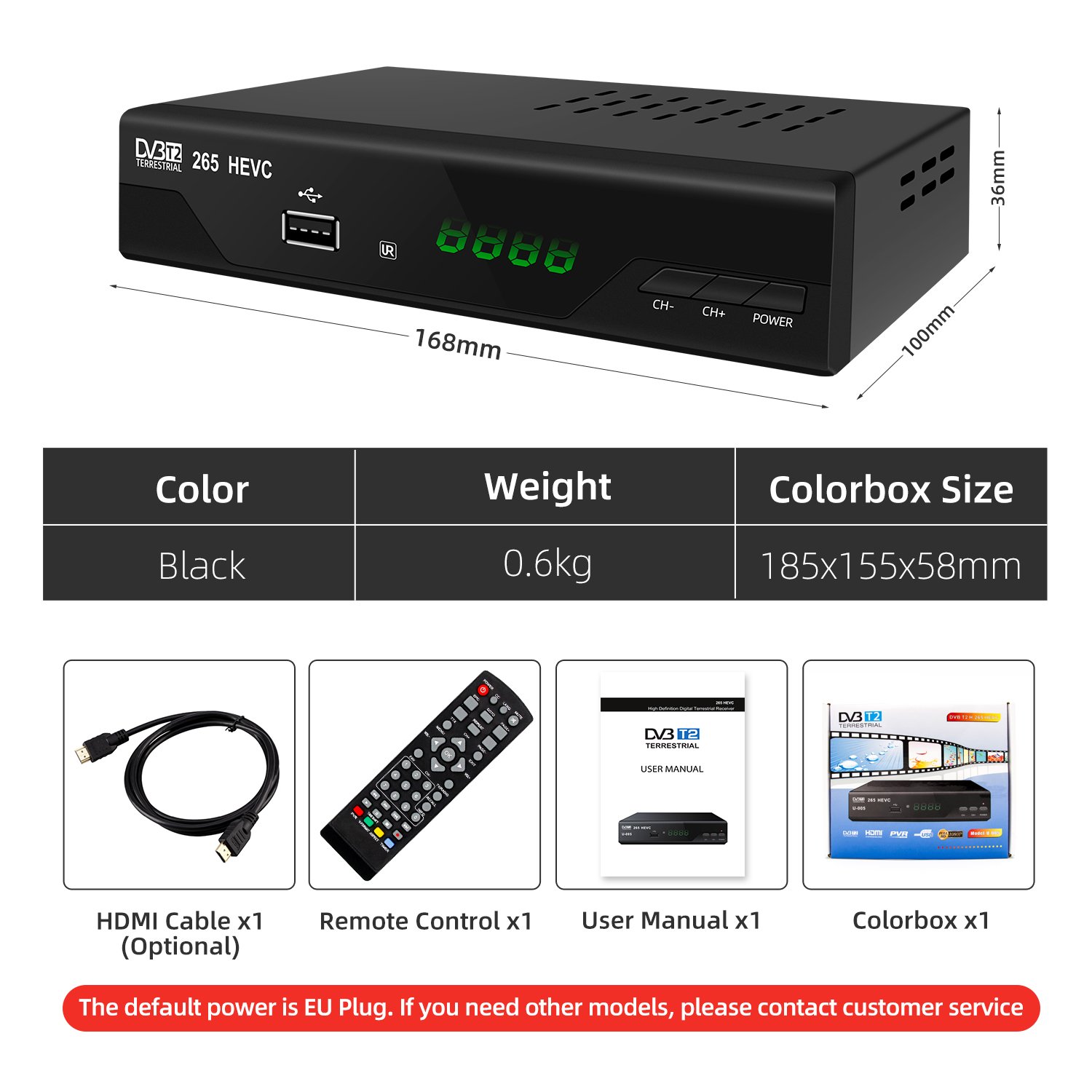 Full HD manufacture DVB T2 H.265 HEVC set-top box OEM and ODM Decoder DVB-T2 box 1080p STB TV Receiver TV Box With Youtube Func