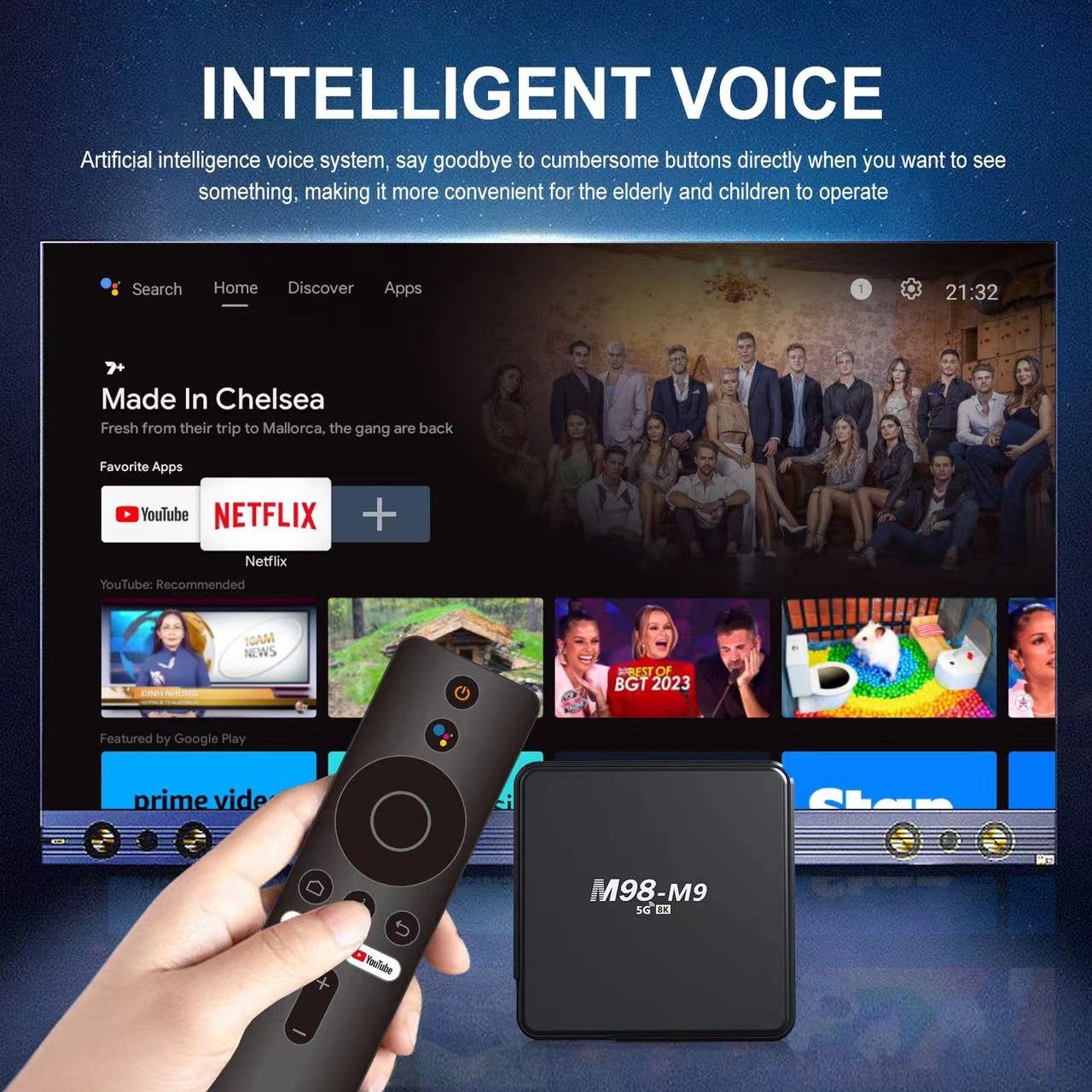 2023 New M98 M9 Smart TV Box Android 10 H313 2.4G 4K 8K Voice Remote Control Dual Band Set-Top Box 2+16GB 4+64GB 4+32GB