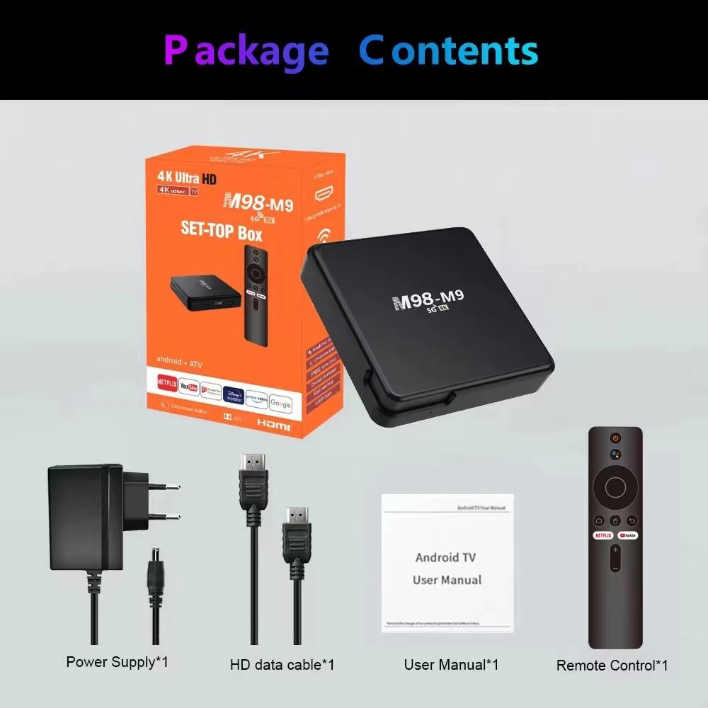 2023 New M98 M9 Smart TV Box Android 10 H313 2.4G 4K 8K Voice Remote Control Dual Band Set-Top Box 2+16GB 4+64GB 4+32GB