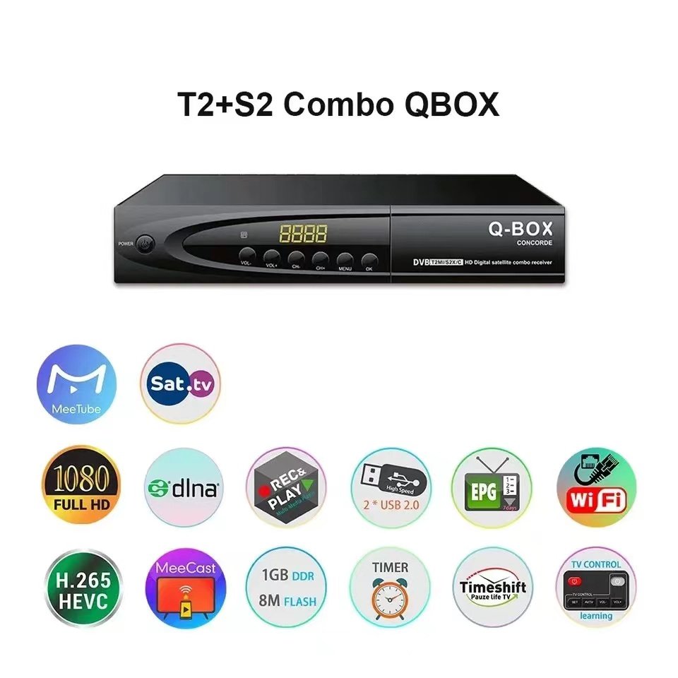 1080P HD DVB-S2+T2 Combo TV Receiver Digital Satellite Finder DVB-S2 Satellite Receivers DVB-T2 Set-Top Box H.264 Q-BOX TV BOX