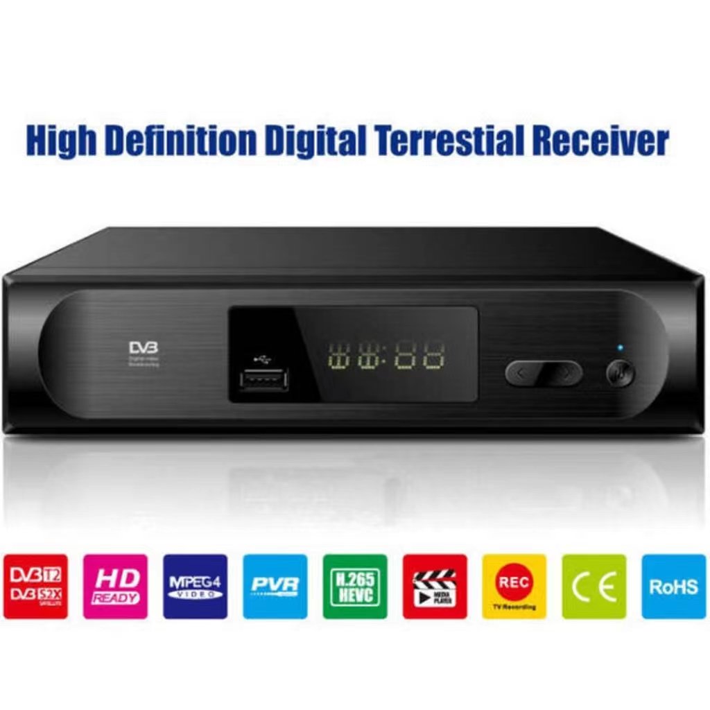 In stock DVBT2/C terrestrial digital TV receiver FTA decoder 10bit tv tuner decoder set top box TDT DVB-T2