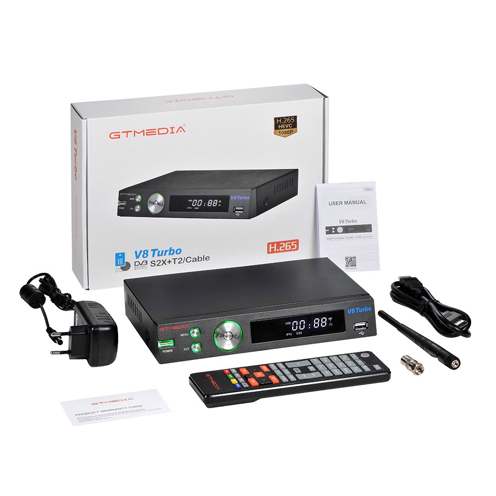 GTMEDIA V8 TURBO DVB S2X T2 Cable J.83B TV Decoder Auto Biss TNTSAT Smart Card 19.2E Satellite TV Receiver Set Top Box