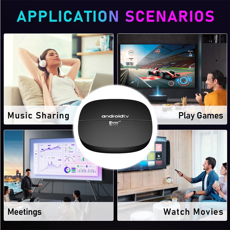 Custom 8GB ram 128GB rom Tv box Android 13 Media Player TV98 ATV Smart ott smart 4K Set-Top Box android tv box