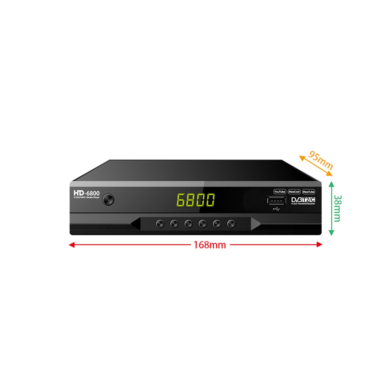 DVB T2+C HD6800 dvb-t2 h.265 decoder box Support wifi Dongle m3u EPG PVR Time Shift HEVC MeeCast dvb hd T2/T DVB C set top box