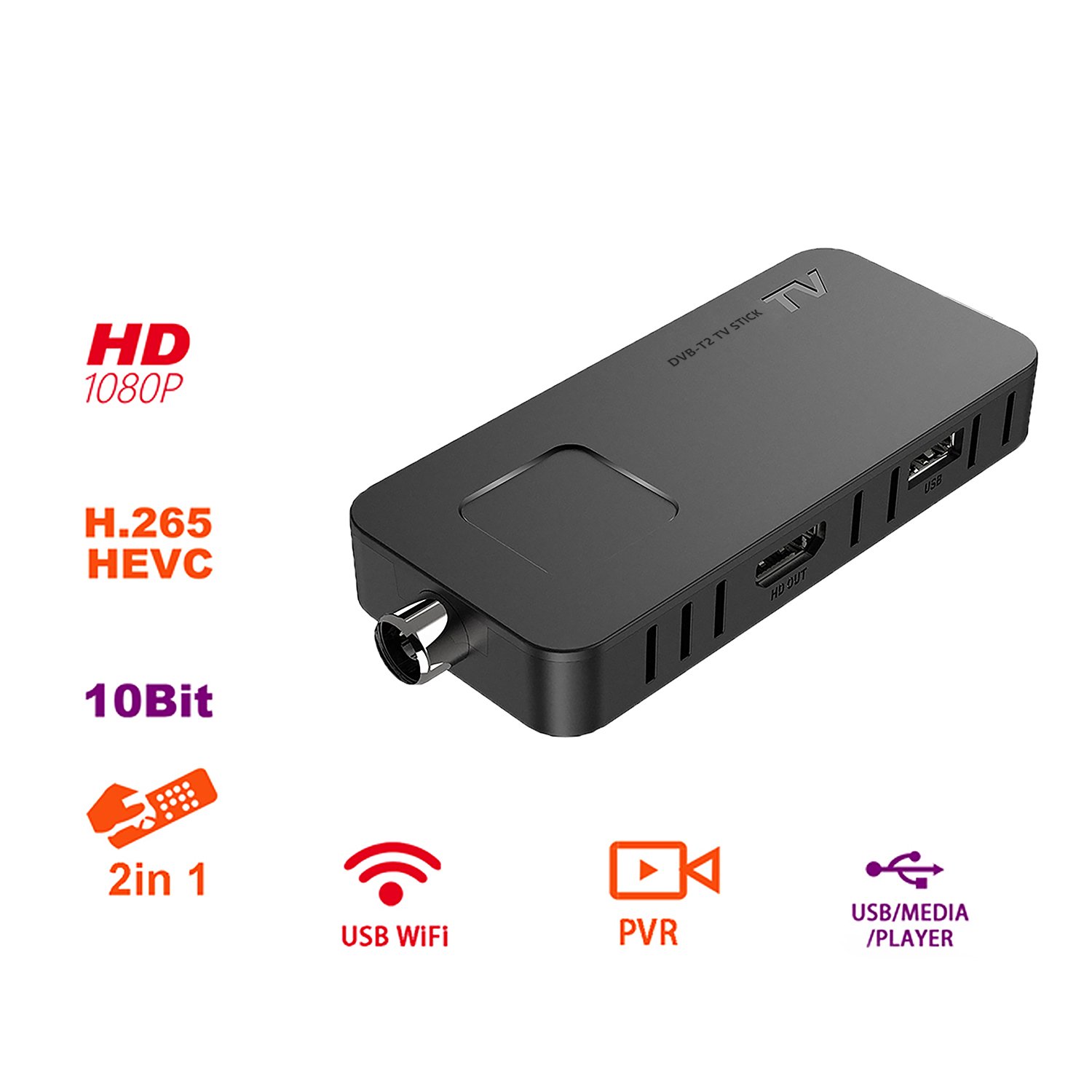 Wifi Set Top Box Support HDTV MINI DVB T2 Decoder H.265 TV Stick DVB T2