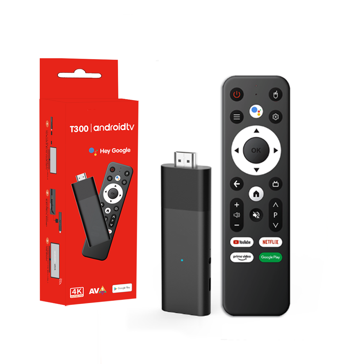Stick T300 4K H313 ATV UI Portability Android 10 WiFi 2.4&5G BT5.0 High Definition Video Output MyTV Smarters3 IP TV Player