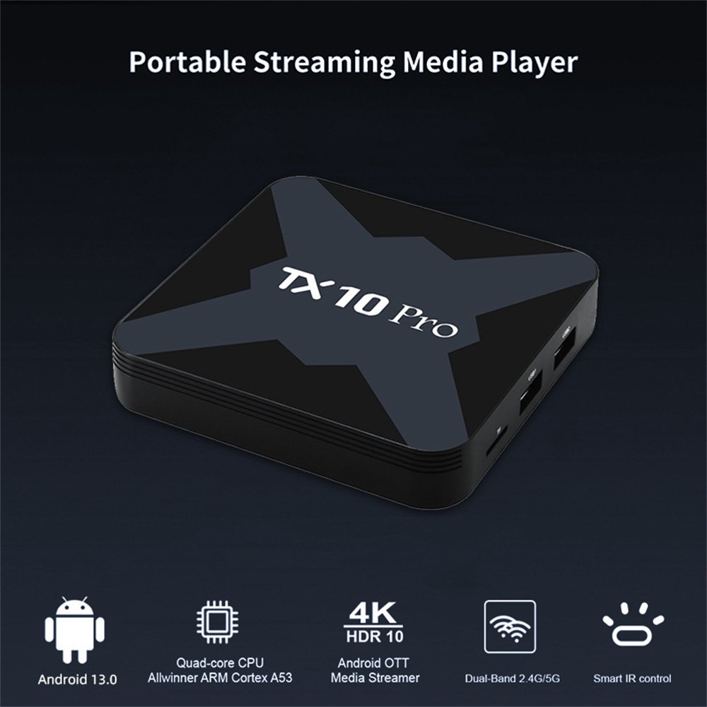 Android 13 TX10 Pro 8K TV Box Allwinner H616 Quad Core 8GB 128GB 5G Dual Wifi6 Support BT5.0 Voice Media Player Set Top Box