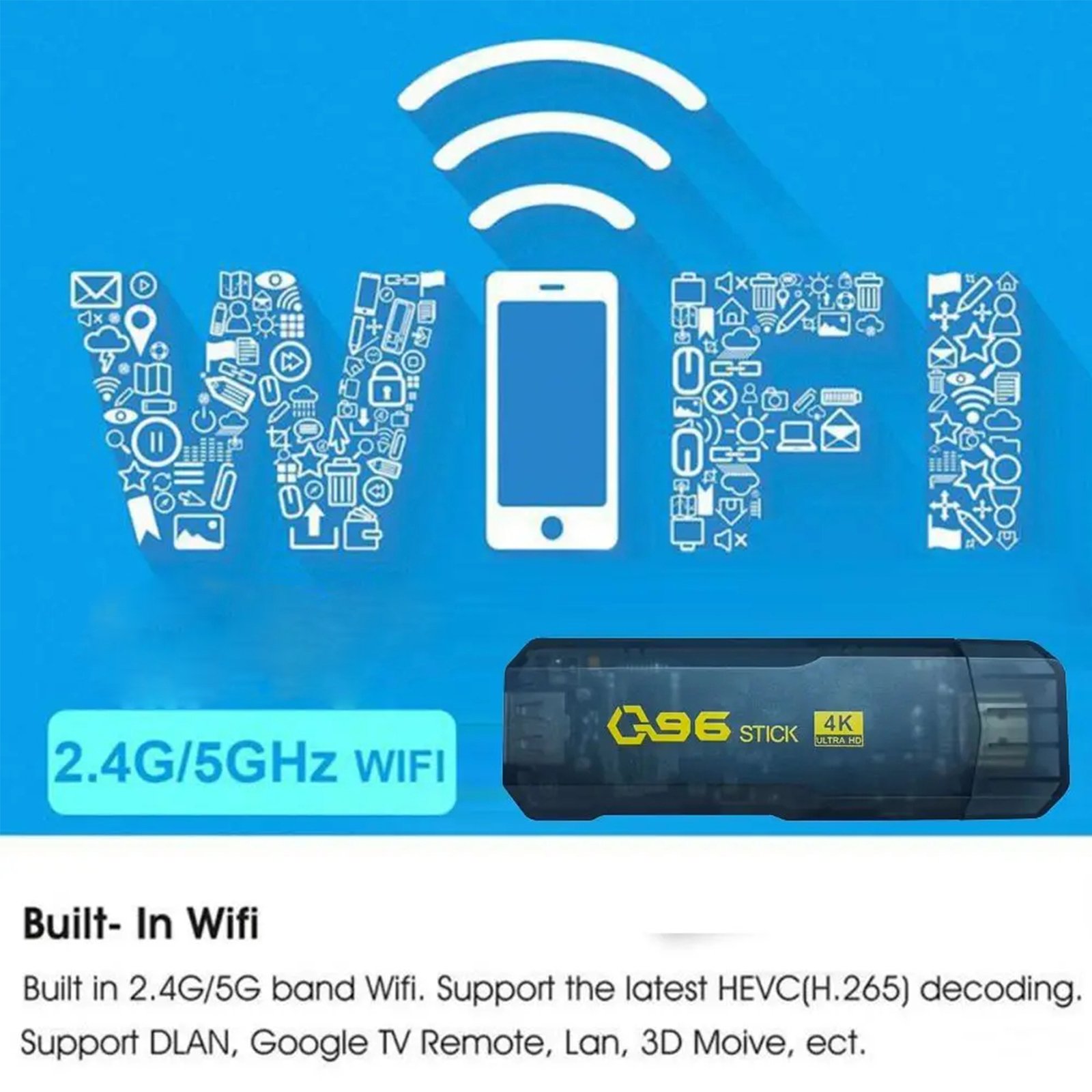 Q96 Dongle Smart TV Box Android 10 Allwinner H313 Quad Core 2.4G 5G WIFI 4K Set Top Box 1GB+8GB Home TV Stick H.265 Home Theatre