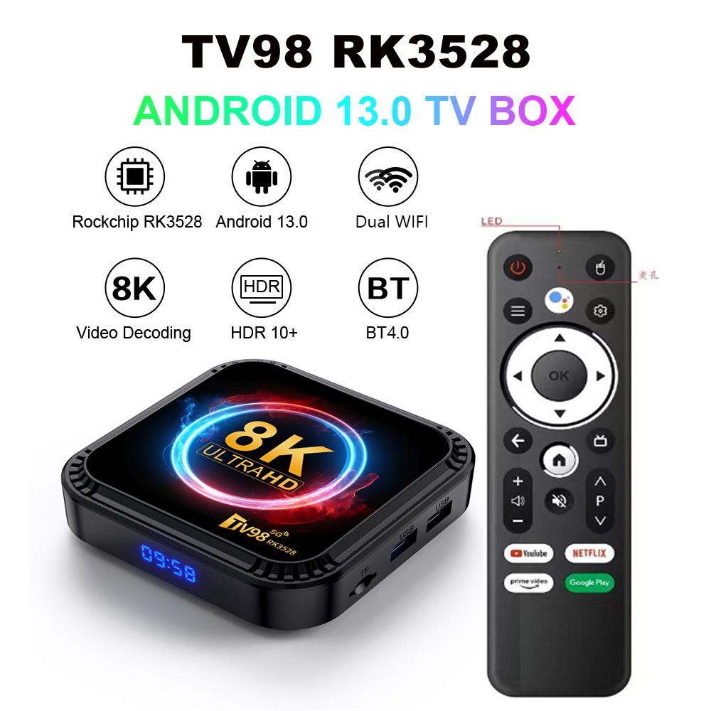 2024 best tv box TV98 RK3528 Set-top Box 2GB/4GB 2.4/5G BT 5.0 smart TV Box