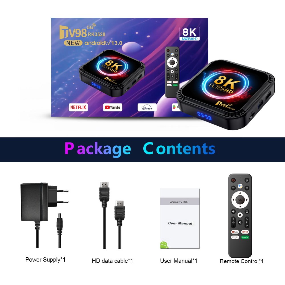 2024 best tv box TV98 RK3528 Set-top Box 2GB/4GB 2.4/5G BT 5.0 smart TV Box