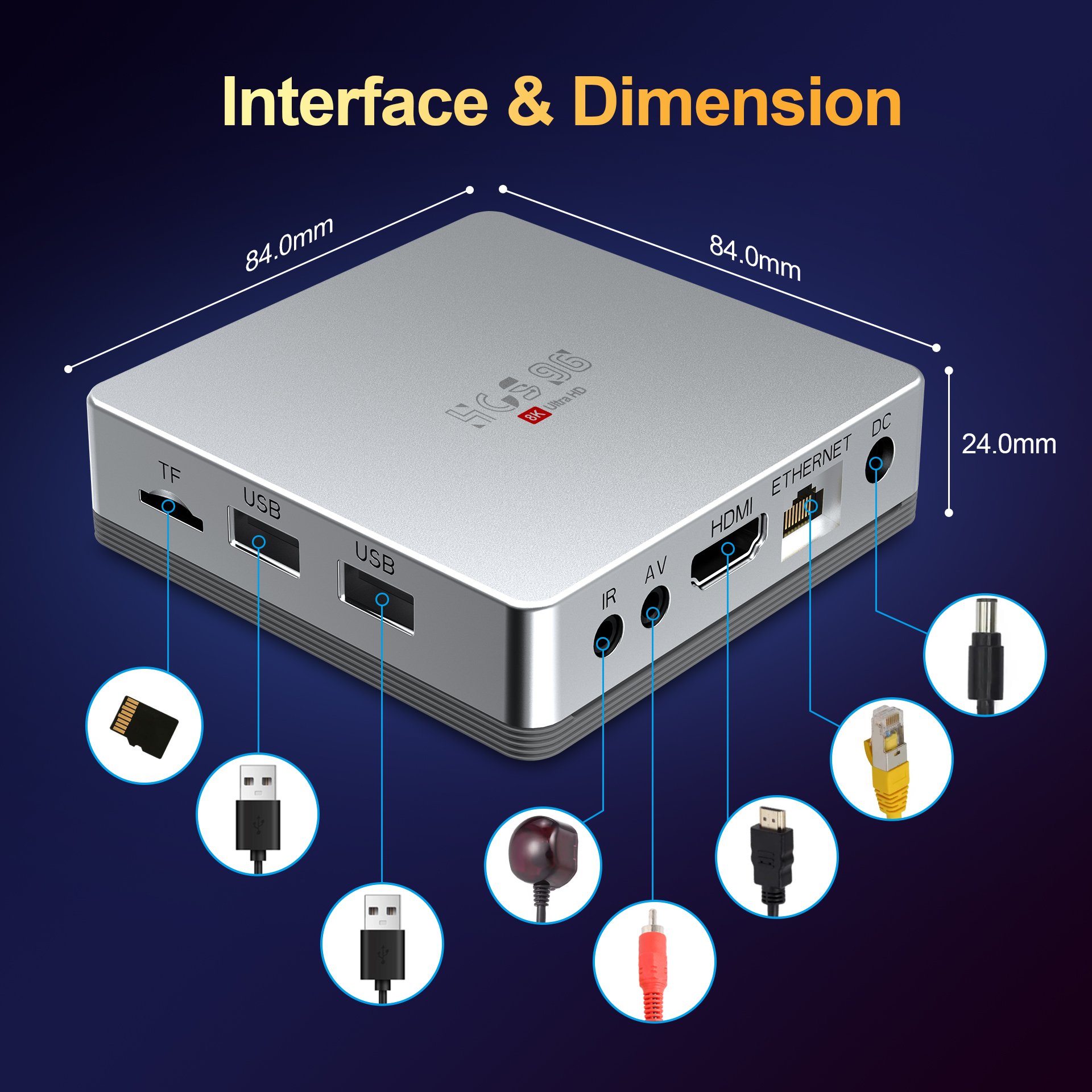NEW Design Mini 4K Android TV Box HCS96 Ott Set Top Box Android 12 5GWIFI Dual Band and Bluetooth Voice Remote Control TV Box