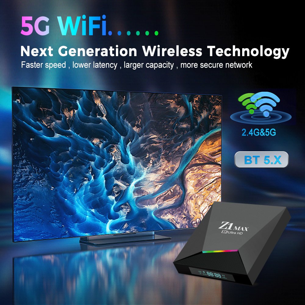 France TV BOX Factory New Android 12 os Media Player Z1 Max H618 4K Set-Top Box 4 Core Smart IPTv Box Support OEM